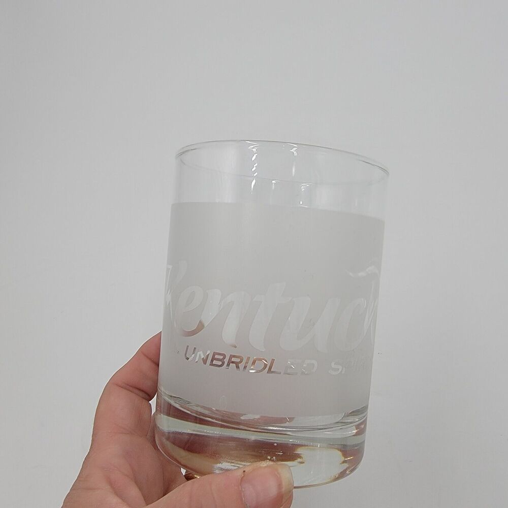 Kentucky Unbridled Spirit Premium Bourbon Whisky Glass Tumbler Etched 4"